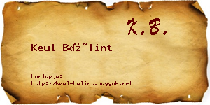 Keul Bálint névjegykártya